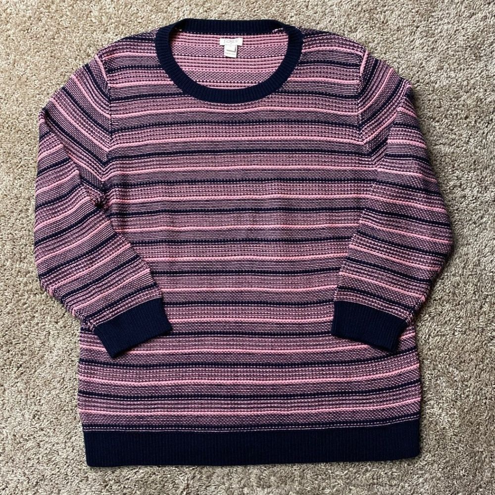 J.Crew Textured Striped Sweater XL Pink